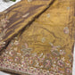Luxury Antique Gold Saree with Heavy Floral Butterfly Embroidery