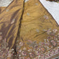 Luxury Antique Gold Saree with Heavy Floral Butterfly Embroidery