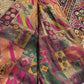 Royal Purple Multicolour Patola-Inspired Designer Saree with Floral Embroidery, Mirror Work, Geometric Motifs and Scalloped Lace Border