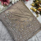 Luxury Champagne Gold Saree with Heavy Sequin, Pearl & Zari Embroidery
