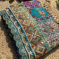 Royal Teal Blue Multicolour Patola-Inspired Designer Saree with Bird Motifs, Floral Embroidery, Mirror Work, Pearl Beadwork and Scalloped Lace Border