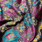 Royal Teal Blue Multicolour Patola-Inspired Designer Saree with Bird Motifs, Floral Embroidery, Mirror Work, Pearl Beadwork and Scalloped Lace Border