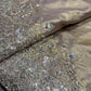 Luxury Champagne Gold Saree with Heavy Sequin, Pearl & Zari Embroidery