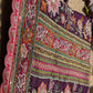 Royal Plum Purple and Rani Pink Designer Saree with Intricate Floral Embroidery, Pearl Beadwork, Mirror Embellishments, Multicolour Threadwork and Scalloped Gold Lace Border