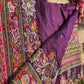 Royal Plum Purple and Rani Pink Designer Saree with Intricate Floral Embroidery, Pearl Beadwork, Mirror Embellishments, Multicolour Threadwork and Scalloped Gold Lace Border