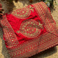 Royal Red Bridal Saree with Gold Peacock Embroidery & Sequin Work