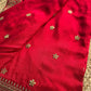 Royal Red Bridal Saree with Gold Peacock Embroidery & Sequin Work