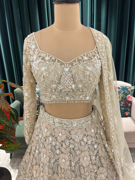 Grand Off-White Colour Lehenga with Sequins & Cutdana Work