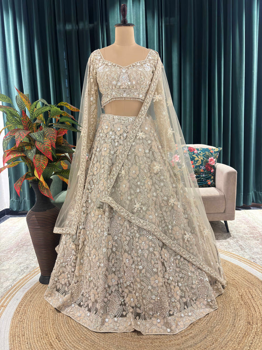 Grand Off-White Colour Lehenga with Sequins & Cutdana Work