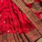 Royal Red Bridal Saree with Gold Peacock Embroidery & Sequin Work