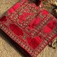 Royal Red Designer Saree with Gold Floral Embroidery & Sequin Work