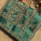 Emerald Green Designer Saree with Gold Floral Embroidery