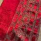 Royal Red Designer Saree with Gold Floral Embroidery & Sequin Work