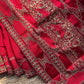 Royal Red Designer Saree with Gold Floral Embroidery & Sequin Work