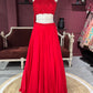 Ruby Red Sequins Designer Lehenga Set with Halter Neck Blouse