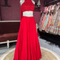 Ruby Red Sequins Designer Lehenga Set with Halter Neck Blouse
