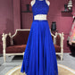 Royal Blue Sequins Designer Lehenga Set with Halter Neck Blouse