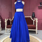 Royal Blue Sequins Designer Lehenga Set with Halter Neck Blouse