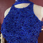 Royal Blue Sequins Designer Lehenga Set with Halter Neck Blouse