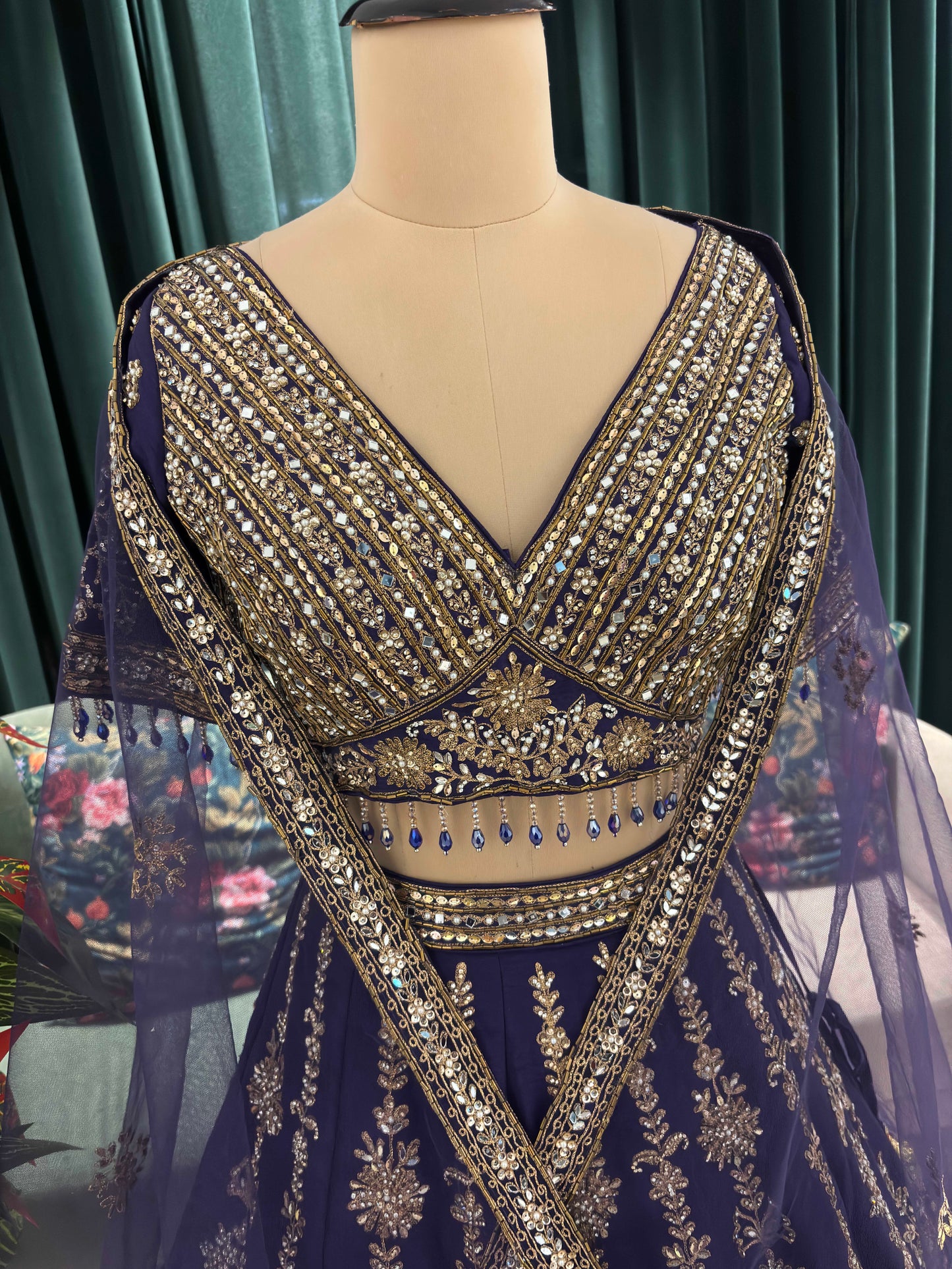 Regal Embroidered Lehenga with Intricate Gold Detailing