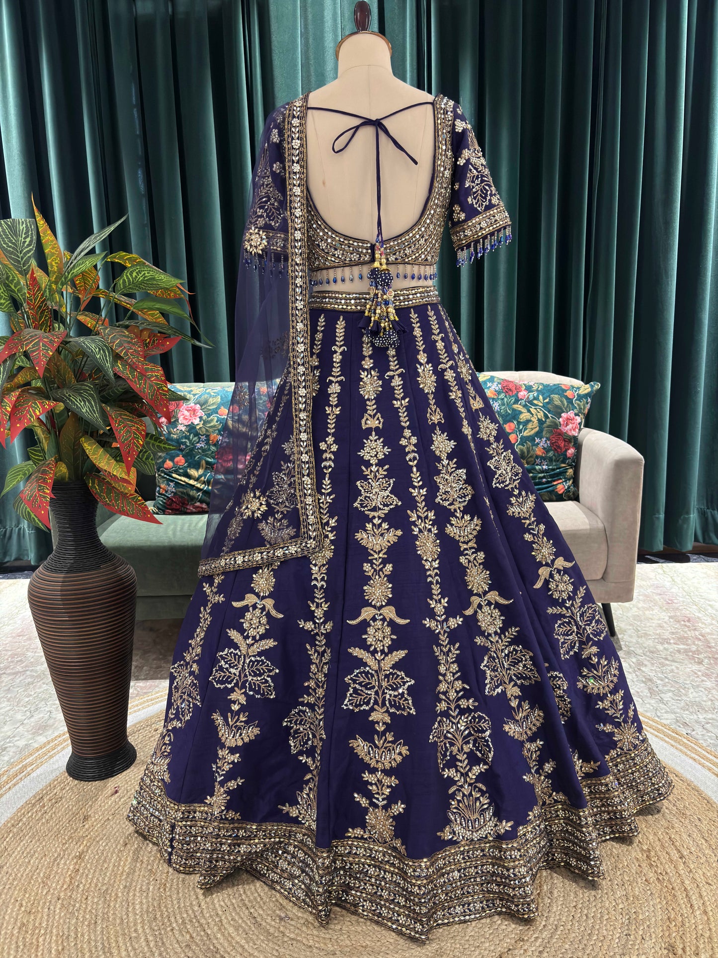 Regal Embroidered Lehenga with Intricate Gold Detailing