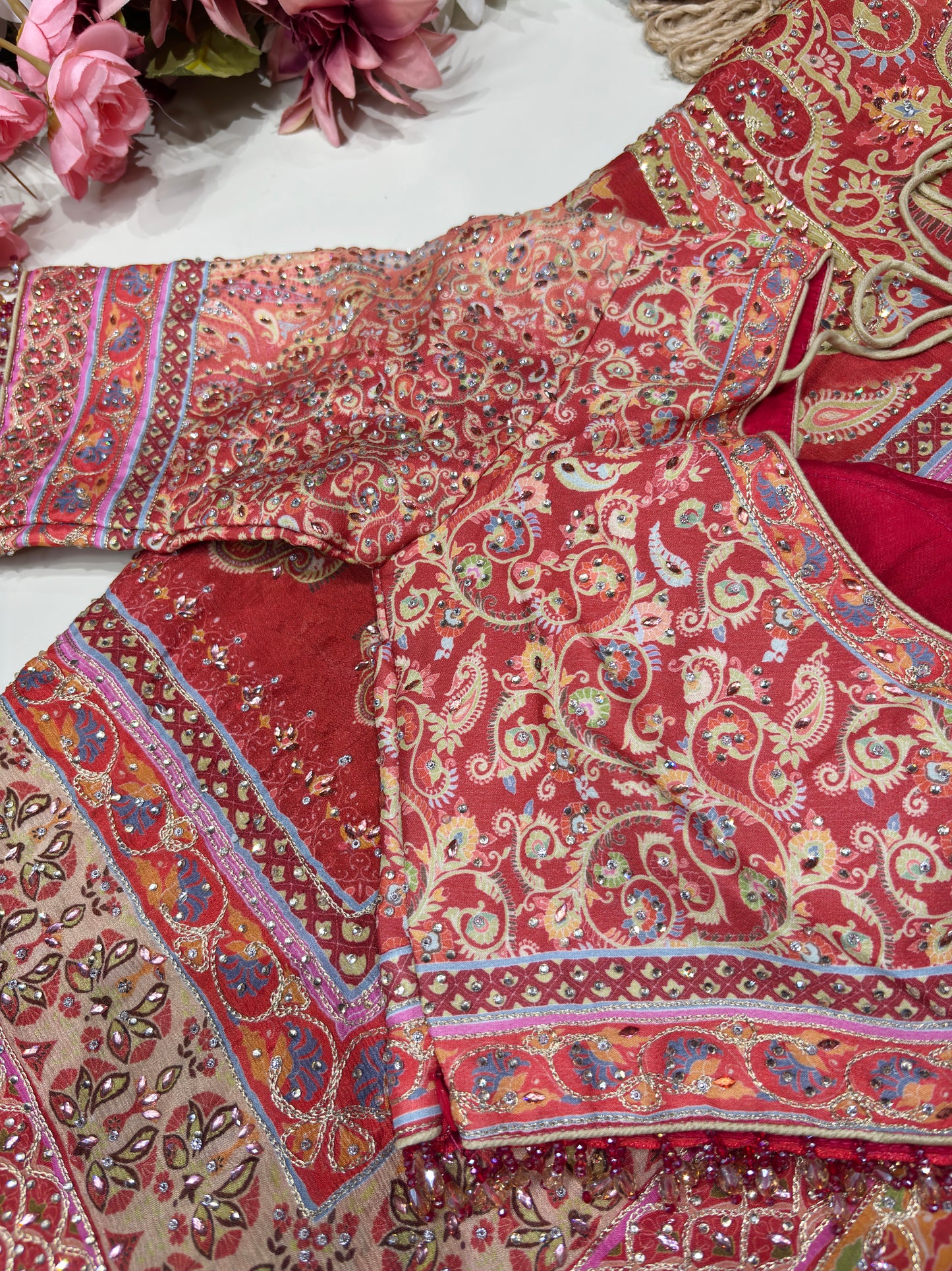 Grand Designer Floral Print Saree With Zarkan & Sequins Work Blouse