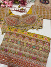 Mustard Yellow Designer Printed Saree with Heavy Handwork Blouse