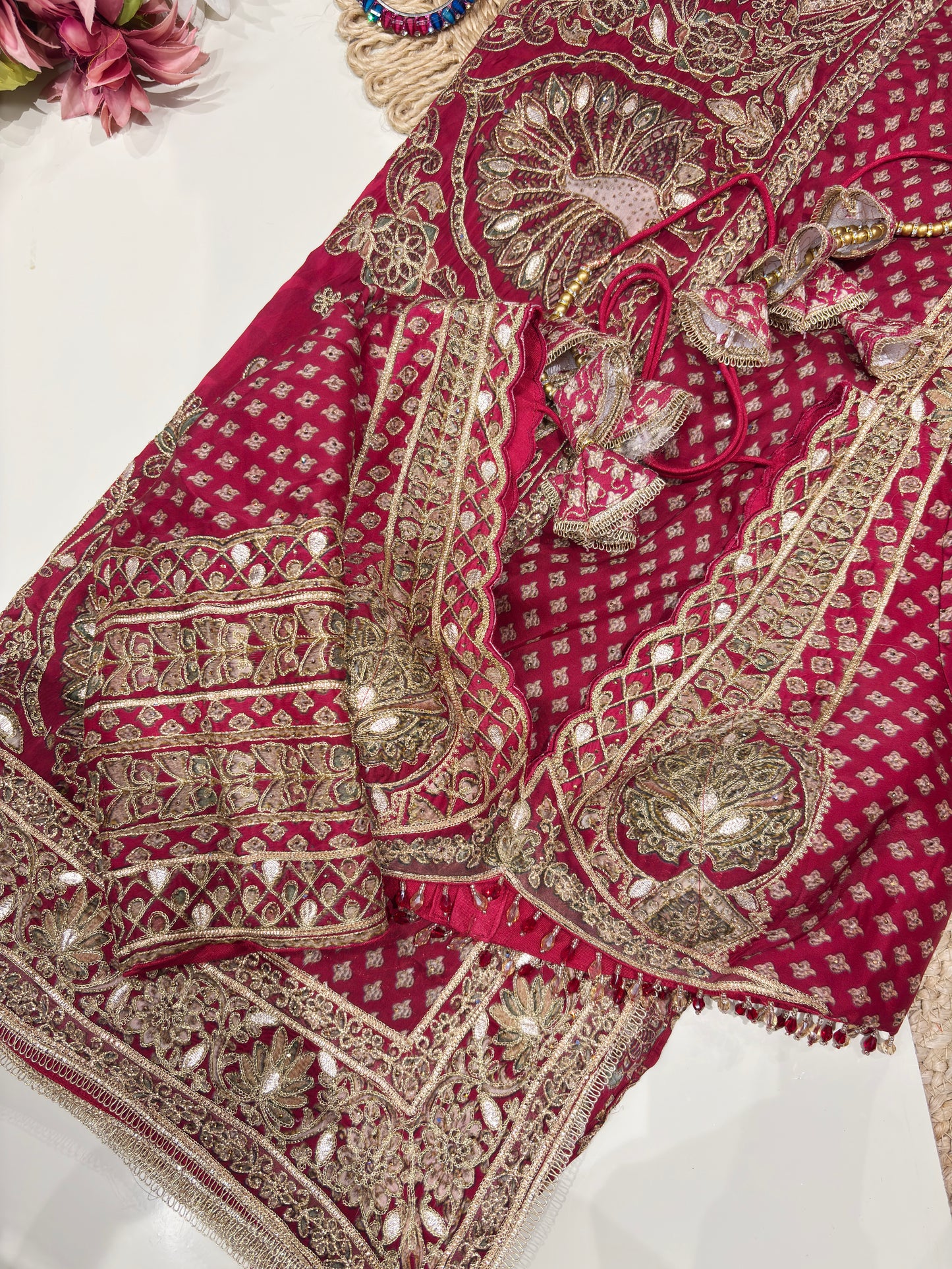 Designer Embroidered Saree with Heavy Zari & Sequins Work Blouse