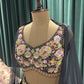 Floral Print Black Lehanga with Sequins & Knotting Work