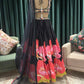 Floral Print Black Lehanga with Sequins & Knotting Work
