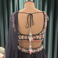 Floral Print Black Lehanga with Sequins & Knotting Work