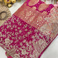 Khaddi Georgette Zari Embroidered Designer Saree with Sequins Work
