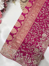 Khaddi Georgette Zari Embroidered Designer Saree with Sequins Work