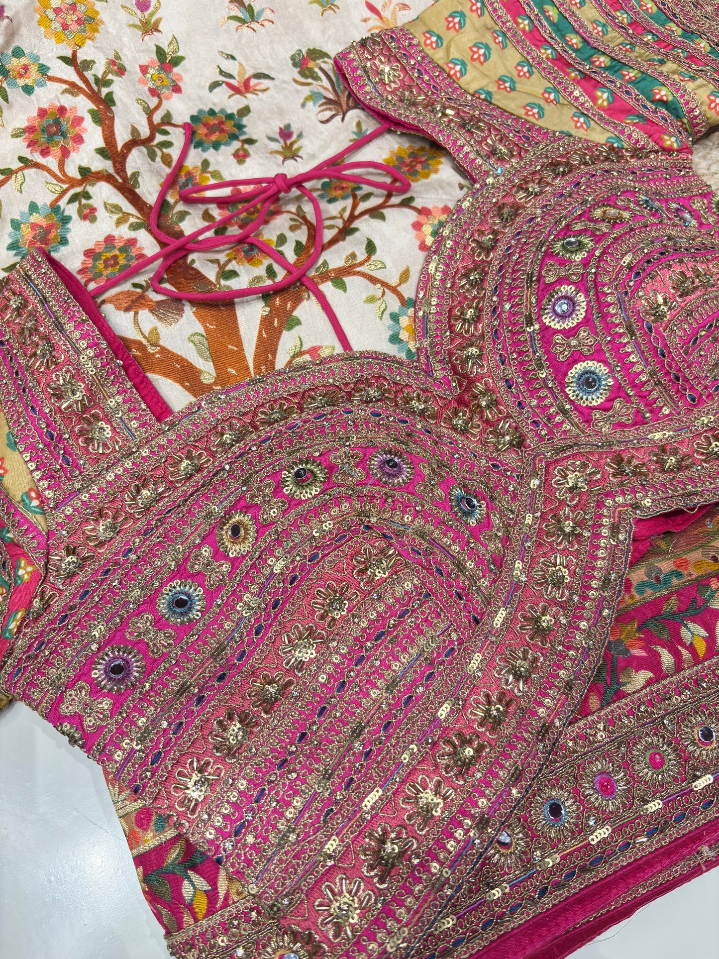Cream Jungle Theme Designer Saree with Heavy Embroidered Blouse