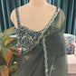 Bottle Green Net Saree with Sequin Embroidered Border