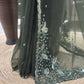 Bottle Green Net Saree with Sequin Embroidered Border