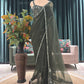 Bottle Green Net Saree with Sequin Embroidered Border
