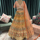Orange Crushed Silk Multi Color Lehanga
