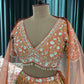 Orange Crushed Silk Multi Color Lehanga