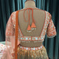 Orange Crushed Silk Multi Color Lehanga