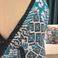 Teal Ikat Print Saree With Black Border Casual Daily Wear