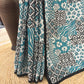 Teal Ikat Print Saree With Black Border Casual Daily Wear