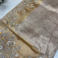 Golden Kanchipuram Silk Saree with Heavy Sequins Embroidered Border