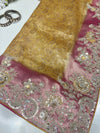 Yellow Kanchipuram Silk Saree with Heavy Sequins Embroidered Border