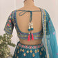 Peacock Blue Colour Lehenga with Miror & Thread Work