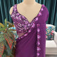 Plum Purple Embroidered Saree with Designer Blouse