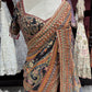 Black Designer Georgette Saree with Heavy Embroidered Border & Blouse