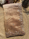 Champagne Gold Embroidered Saree with Floral Sequin Border