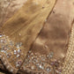 Champagne Gold Embroidered Saree with Floral Sequin Border