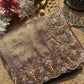 Mauve Gold Woven Saree with Peacock Embroidered Border